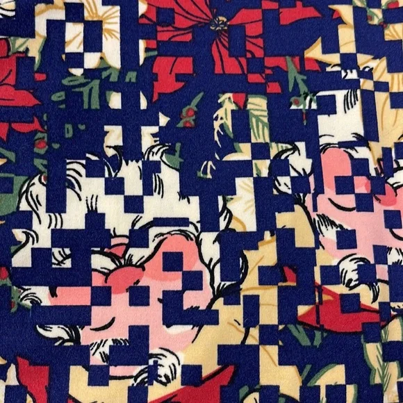 LuLaRoe New TC2 Digital Santa Claus Poinsettia Christmas Leggings NWT - Picture 6 of 8